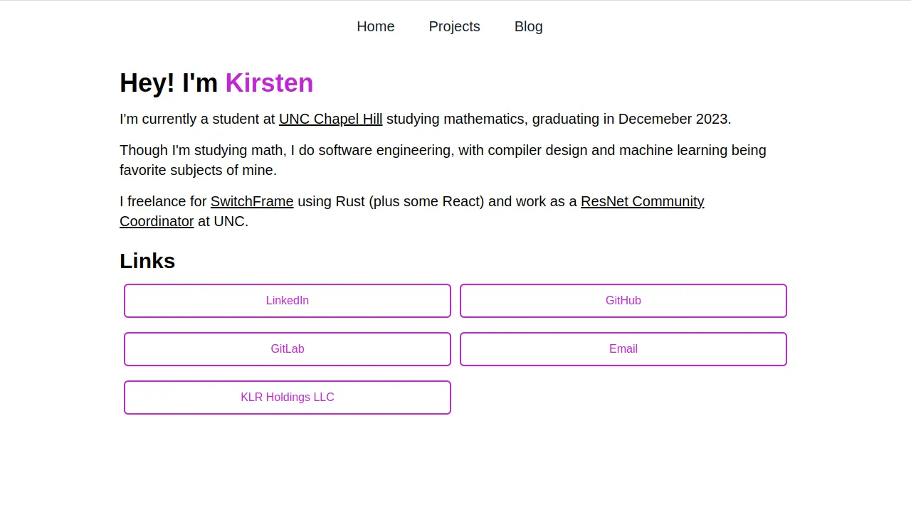 The kirsten.pl homepage